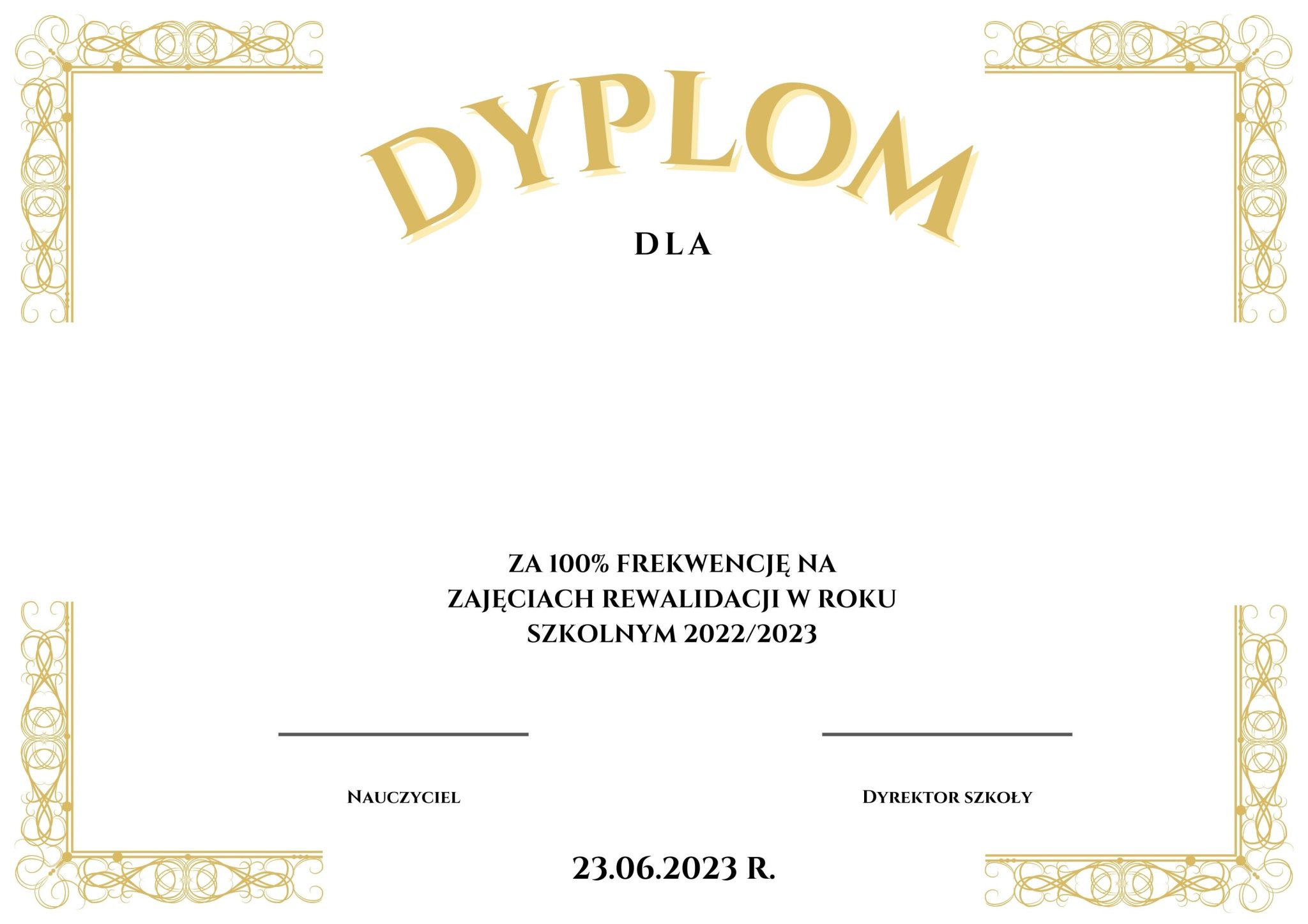 DYPLOMY dotyczące zajęć REWALIDACJI. - Inspiracje Na Rewalidacje