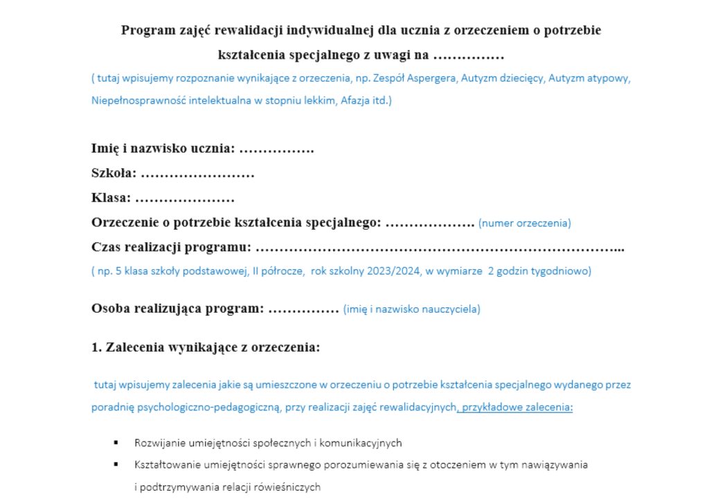 miniTECZKA do zajęć REWALIDACJI - szkoła podstawowa - produkt cyfrowy.