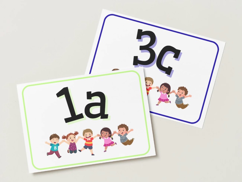 Tabliczki na drzwi klasy - 1a,b,c/ 2a,b,c/ 3a,b,c - do druku, produkt cyfrowy